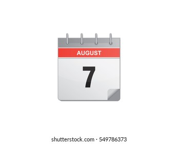 7 August calendar vector illustration on white background