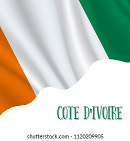 7 August, Cote Divoire Independence Day background in national flag color theme. Cote Divoire National Day. Celebration banner with waving flag. Vector illustration