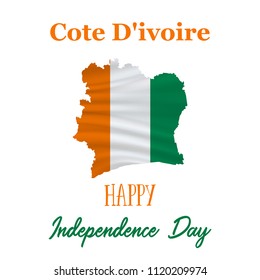 7 August, Cote Divoire Independence Day background in national flag color theme. Cote Divoire National Day. Celebration banner with waving flag. Vector illustration