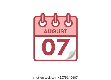 7 August month single day vector, illustration, calendar with maroon, rose and white color background calendar August 7