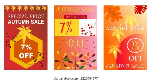 7% Autumn Sale Special Price for background, banner, template,sign with vector art illustration