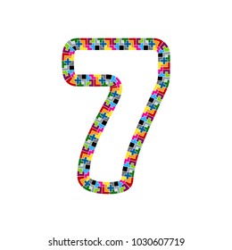 7 Block Puzzle Letter Logo Icon Design