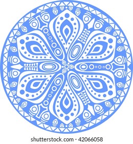 #7 blue snowflake on white background