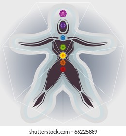 7 Body Chakras with Mandalas, Heptagon and Auric Fields