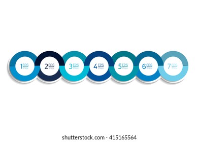 7 business elements banner, template. Steps design, chart, infographic, step by step number option, layout. 3D cyrcle style.