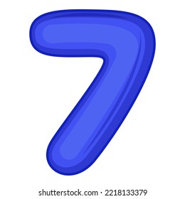 7, cartoon Arabic numerals. The ten digits of the Arabic numerals from 0 to 9, font Hand drawn. Decorative numbers for children's magazines. Vector illustration isolated on white background.