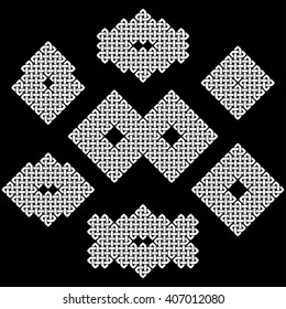 7 Celtic or Oriental (Chinese, Korean or Japanese) style knots. Vector illustration.