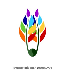 7 chakra color icon symbol logo sign, flower floral, vector design illustration concept drawing