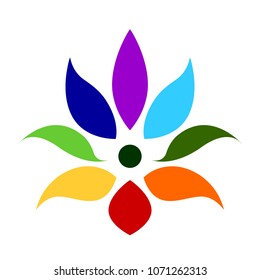 7 chakra color icon symbol logo sign, flower floral, vector design illustration concept drawing
