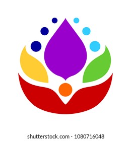 7 chakra color icon symbol logo sign, flower floral, vector design illustration concept drawing