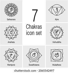 7 Chakras, eine Reihe von Symbolen