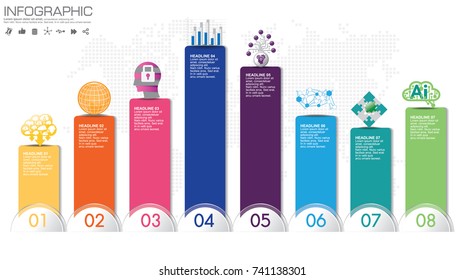7 charts infographic design vector and marketing icons can be used for workflow layout, diagram, report, web design. Business concept with options, steps or processes.