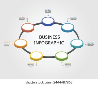 7 Plantilla circular para infografía para presentación de 7 elementos