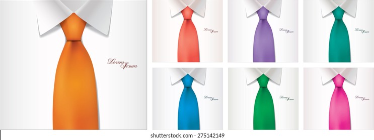 7 color variables of shirt and tie illustration, vector