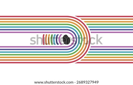 7 colorful curved parallel lines, meditation zen garden top view or life balance vector illustration, river stream abstract