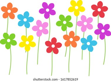 7 colorful flowers illustrations material