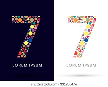 7 ,Colorful font, designed using colorful dot graphic vector.