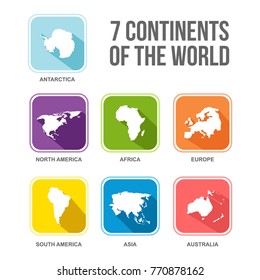 7 continents of the world flat vector illustration