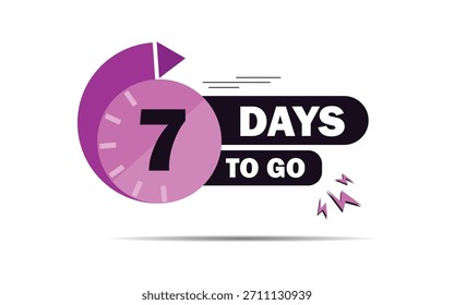 7 días de cuenta regresiva para el Anuncio. siete tiempo de cuenta regresiva etiqueta de venta con forma de reloj, 07 días para ir ícono de días para ir, color azul días para ir Anuncio, Vector EPS 10