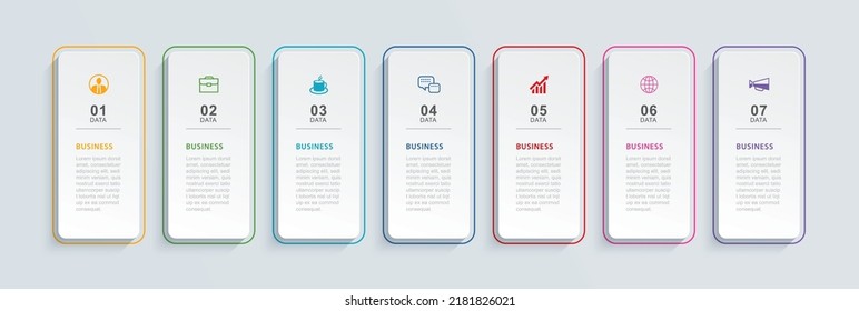 7 data infographics tab index template. Vector illustration abstract background.