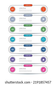 7 data infographics tab thin line index template. Vector illustration abstract background.