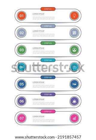 7 data infographics tab thin line index template. Vector illustration abstract background.