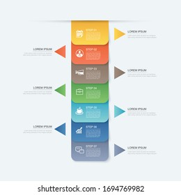 7 data step infographics timeline tab paper index template. Vector illustration abstract background. Can be used for workflow layout, banner, web design.