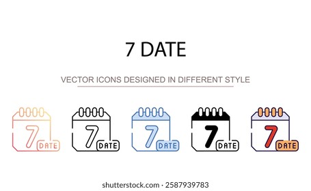 7 Date icon design with white background stock illustration