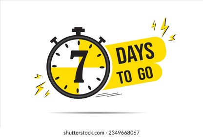 7 day to go last countdown icon. seven day go sale price offer promo deal timer, 7 day only, Countdown left days banner. count time sale. Vector illustration, number of days left badge for sale 