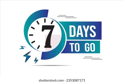 7 day to go last countdown icon. seven day go sale price offer promo deal timer, 7 days only, Countdown left days banner. count time sale. Vector illustration, number of days left badge for sale