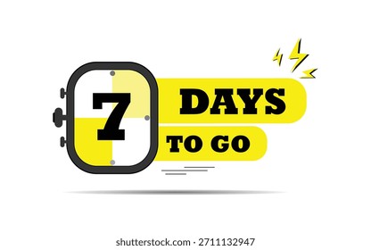 Icono de cuenta regresiva de 7 días para ir Último ícono de cuenta regresiva. Temporizador de oferta de oferta de Precio de venta de siete días, solo 07 días, Anuncio de días de cuenta regresiva izquierda. Número de días restantes Insignia para venta o promoción, Vector eps