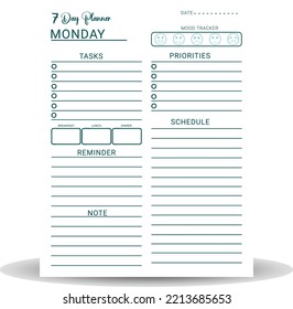 7 Day Planner. New Year Planner