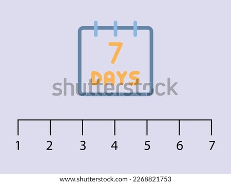 7 days Calendar with Calendar web buttons - Days of the week. The days of week badges. Set of Every Day of a Week Calendar Icons in Trendy Flat Style. 7 days to go last countdown icon. Seven day go