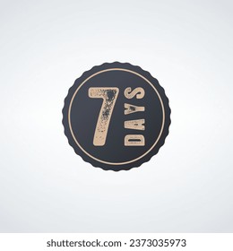 7 days countdown badge icon. 7 days sale price offer promo deal timer, 7 day only trial. Stock vector illustration isolated on white background.