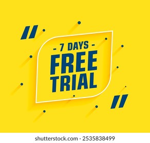 7 days free trial access yellow background in modern style vector 