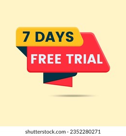 7 days free trial button banner vector