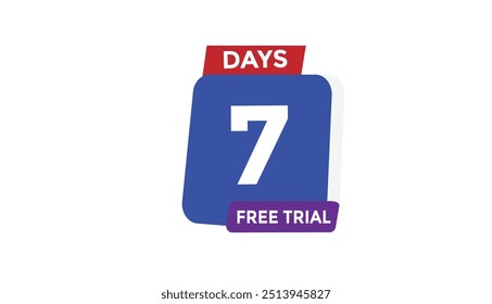 7 dias avaliação gratuita Contagem regressiva número banner templates. time icon. Ilustração de vetor 
