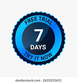 7 days free trial emblem vector