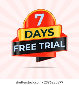 7 days free trial flat design label clipart