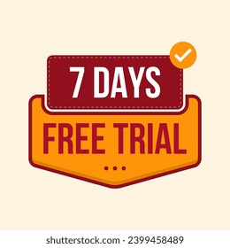 7 days free trial flat design label clipart