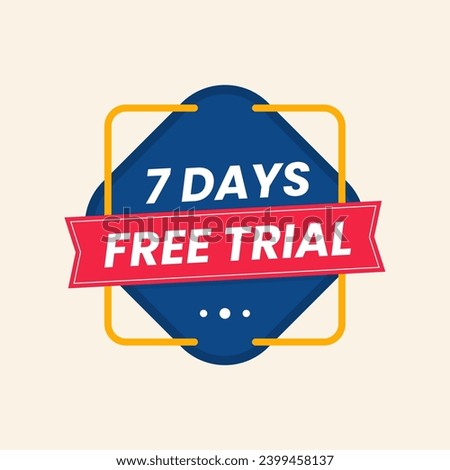 7 days free trial flat design label clipart
