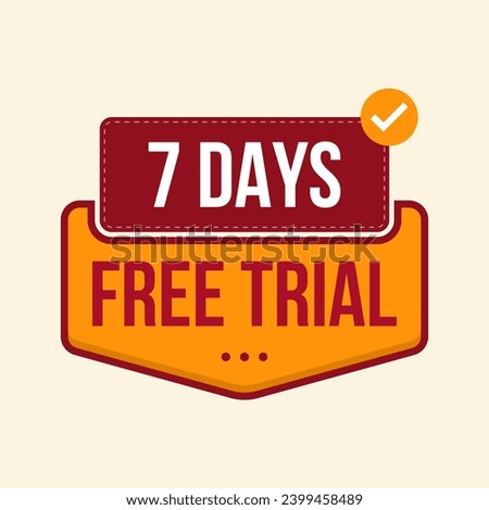 7 days free trial flat design label clipart