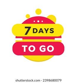 7 Tage zu gehen Banner, Design. Countdown-Time-Verkauf oder Promo für Websites oder Werbung, Marketing. Flache Vektorgrafik-Vorlage einzeln auf weißem Hintergrund.