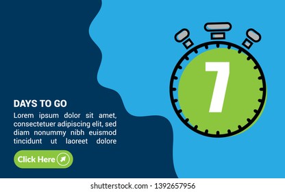 7 days to go banner. flat style. days to go concept.
