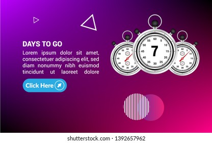 7 days to go banner. flat style. days to go concept.