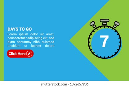 7 days to go banner. flat style. days to go concept.