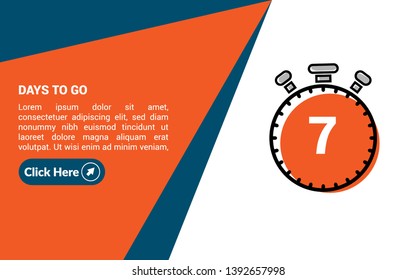 7 days to go banner. flat style. days to go concept.