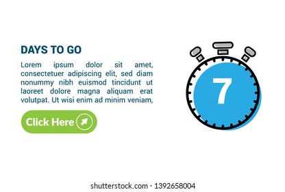 7 days to go banner. flat style. days to go concept.
