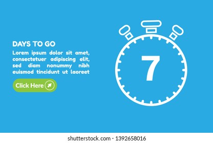7 days to go banner. flat style. days to go concept.
