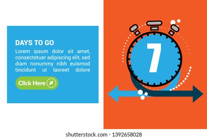 7 days to go banner. flat style. days to go concept.